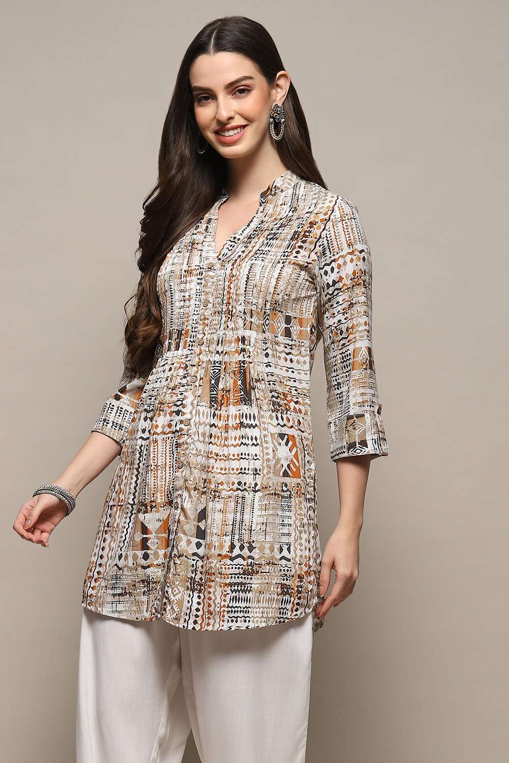 Brown Rayon Straight Kurti image number 2