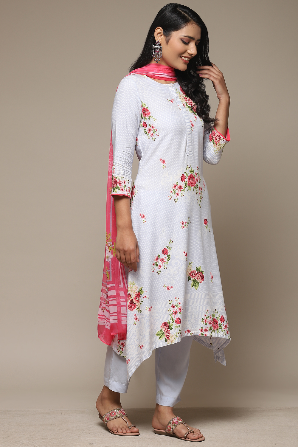 Sky Blue Viscose A-Line Kurta Pants Suit Set image number 7