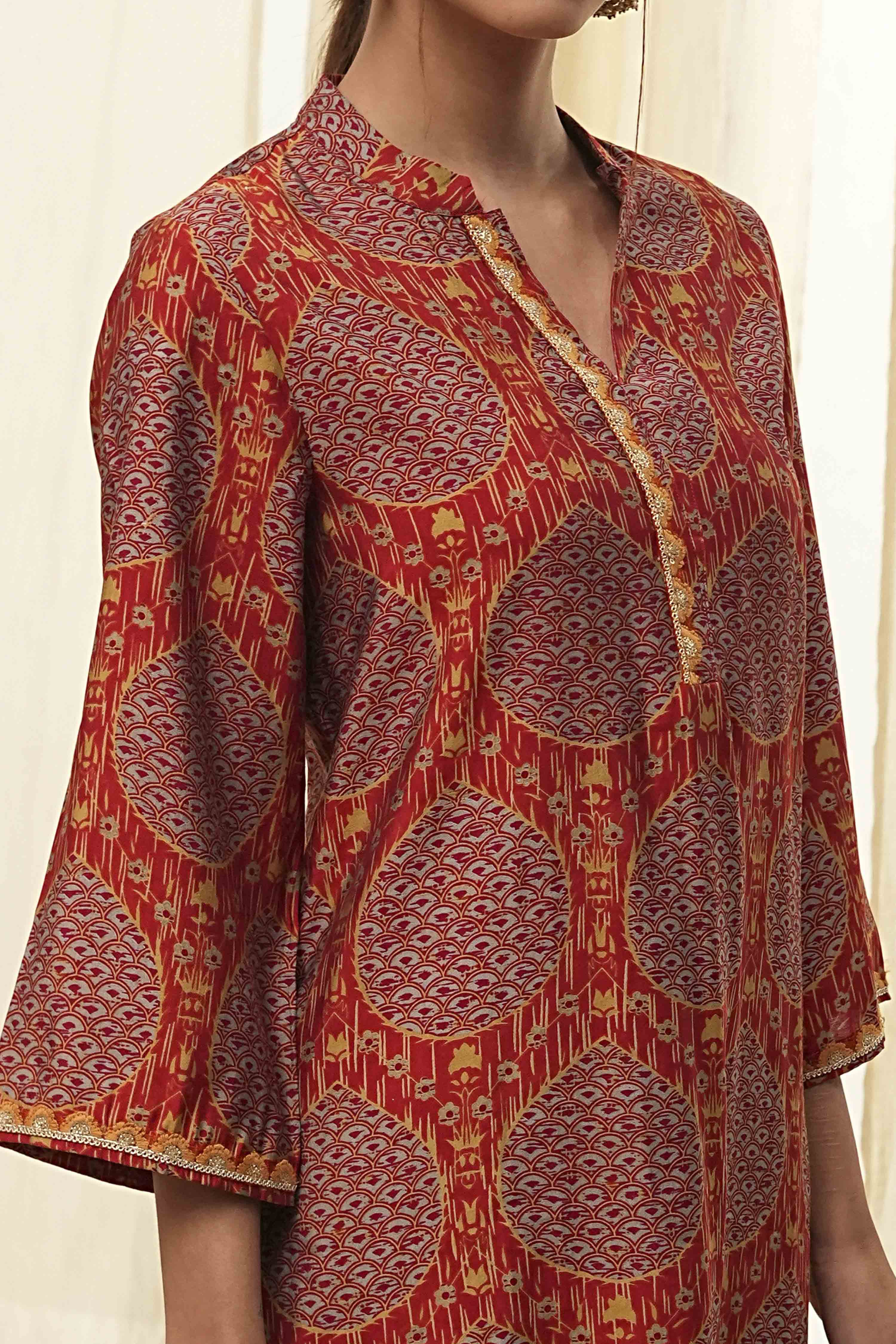 Rust Red Printed Co-ord Set image number 1