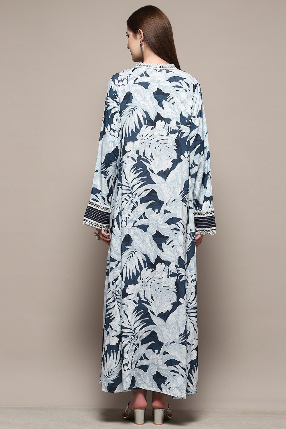 Navy Rayon Jalabiya Kaftan image number 3